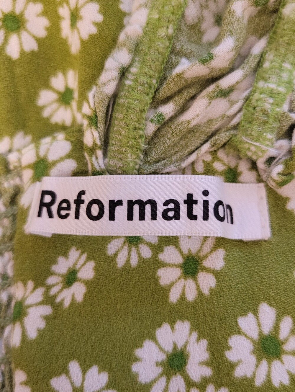 Reformation Pacey Green Fennel Floral Smocked Mini Dress Size 2 - Picture 5 of 6